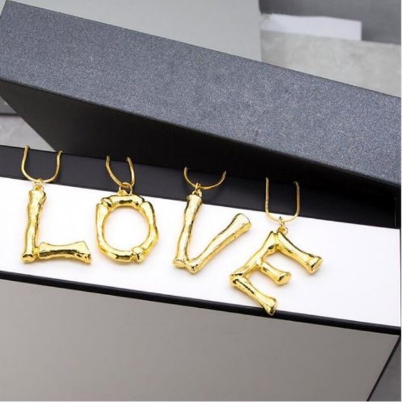 Any 2 $27 Gold P Initial Bamboo Necklaces - Picture 6 of 8